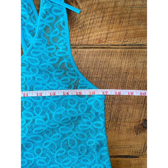 Womens Victoria's Secret Blue Mesh‎ Lace Back Tie Bathing Suit Tank Small - Picture 6 of 7